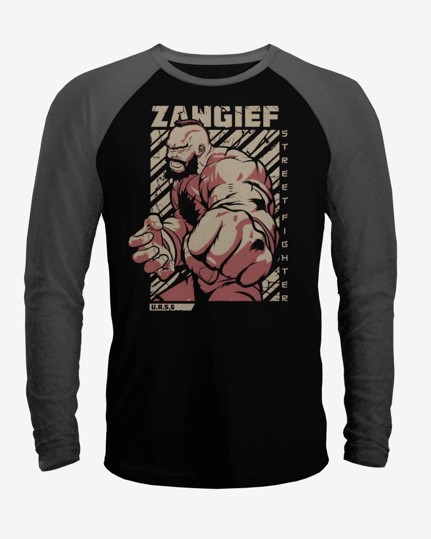 Polera Raglan Negro / Negro Heather de Zangief
