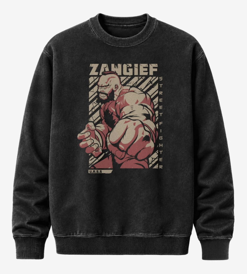 Poleron Polo Acid Wash Negro de Zangief