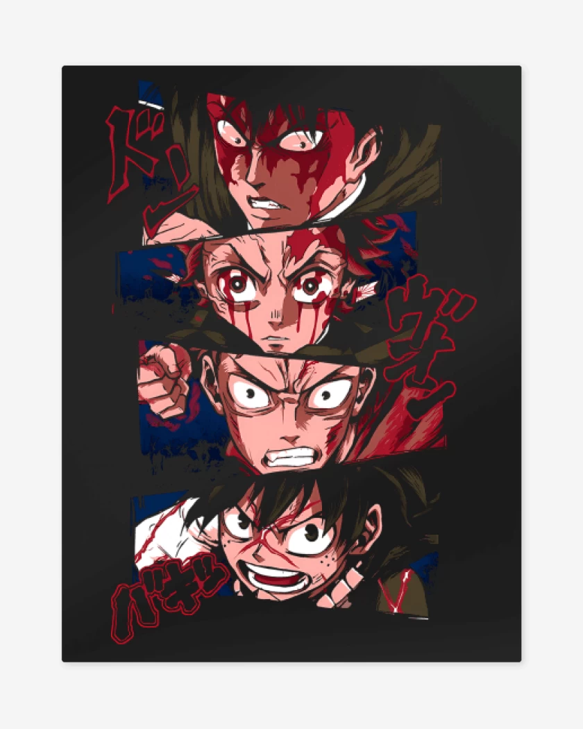 Print metalico Negro de Furia del Anime