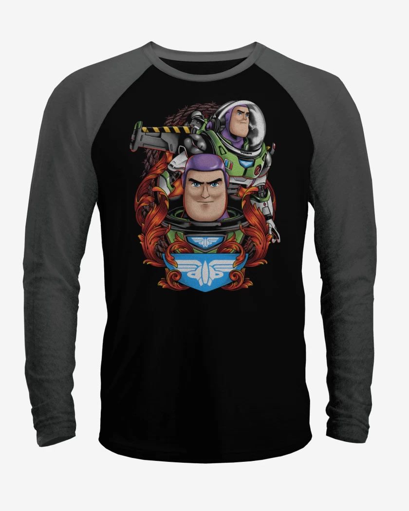 Polera Raglan Negro / Negro Heather de Capitán Buzz