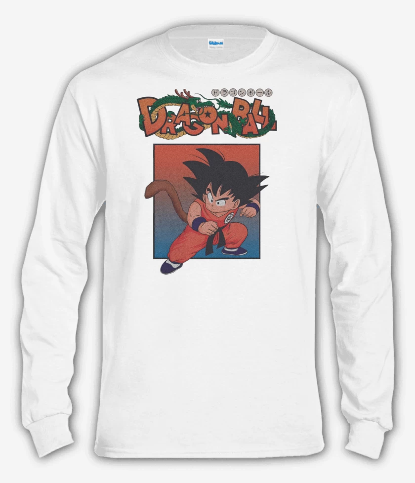Polera manga larga Blanco de Dragon Goku