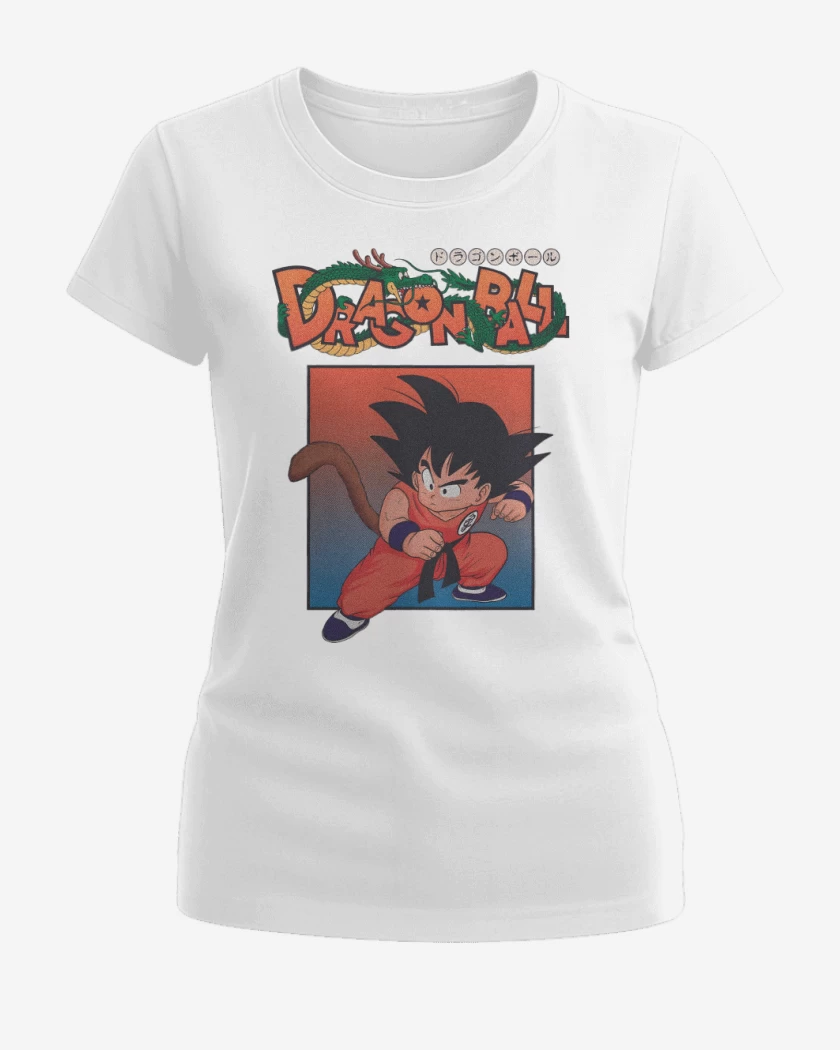Polera de Mujer Blanco de Dragon Goku