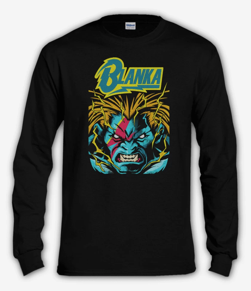 Polera manga larga Negro de David Blanka