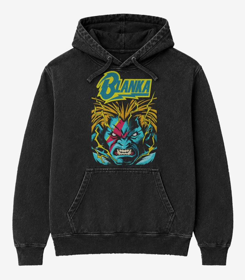Poleron Canguro Acid Wash Negro de David Blanka
