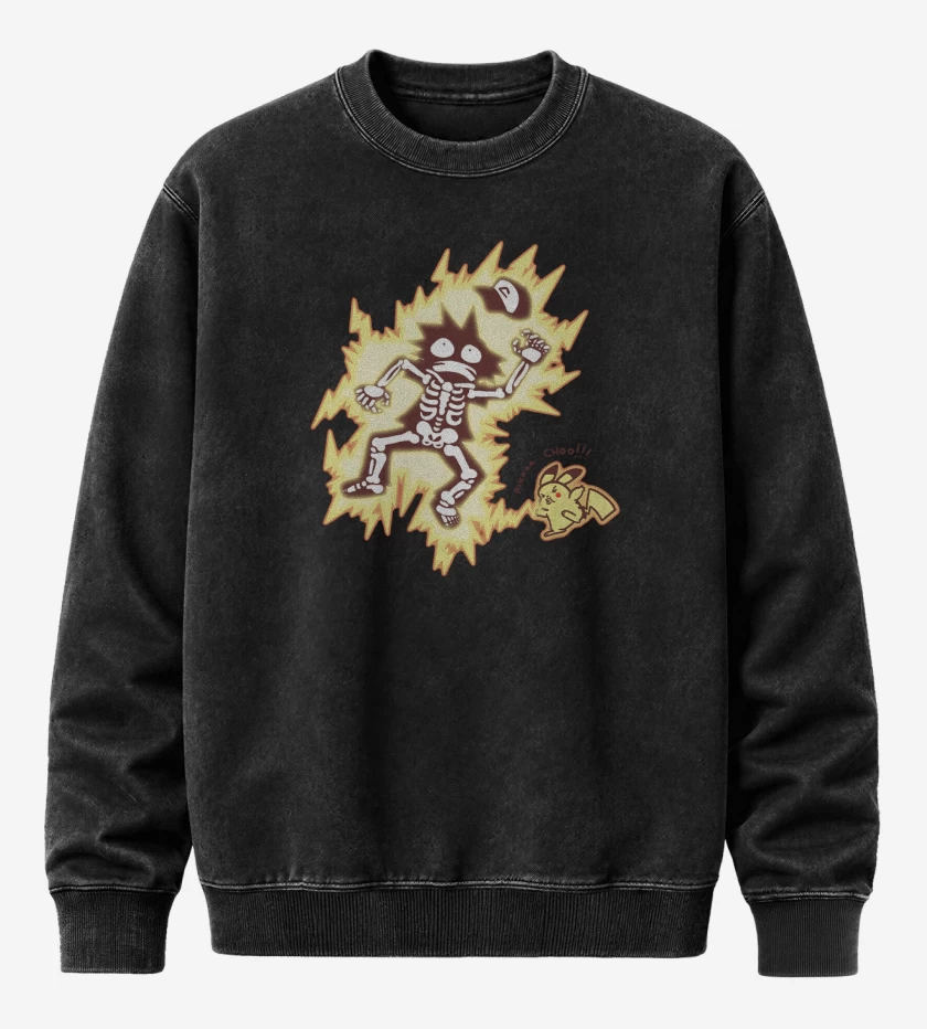 Poleron Polo Acid Wash Negro de Electrochuu