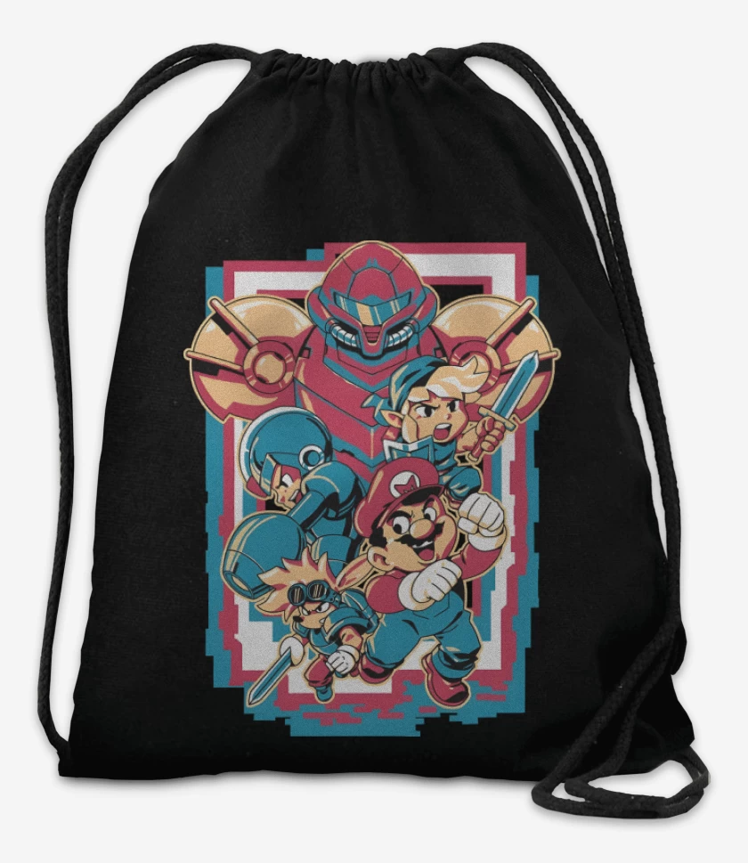 Mochila Negro de Héroes Retro