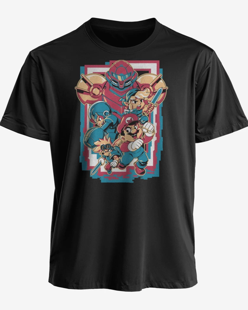Polera premium Negro de Héroes Retro