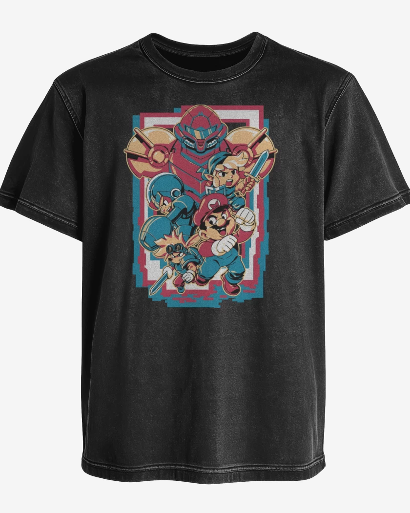Polera desgastada Héroes Retro