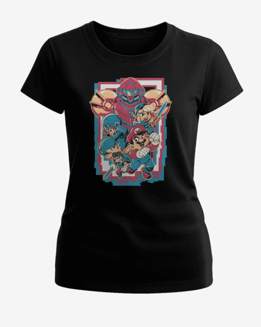 Polera de Mujer Negro de Héroes Retro