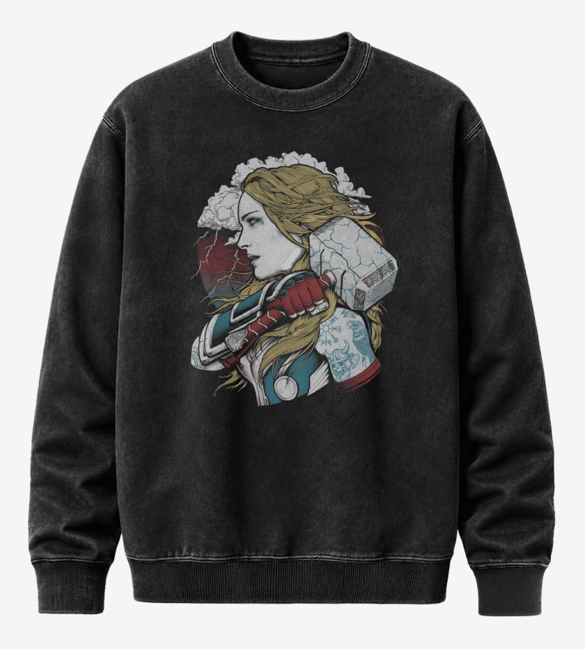 Poleron Polo Acid Wash Negro de Thortman