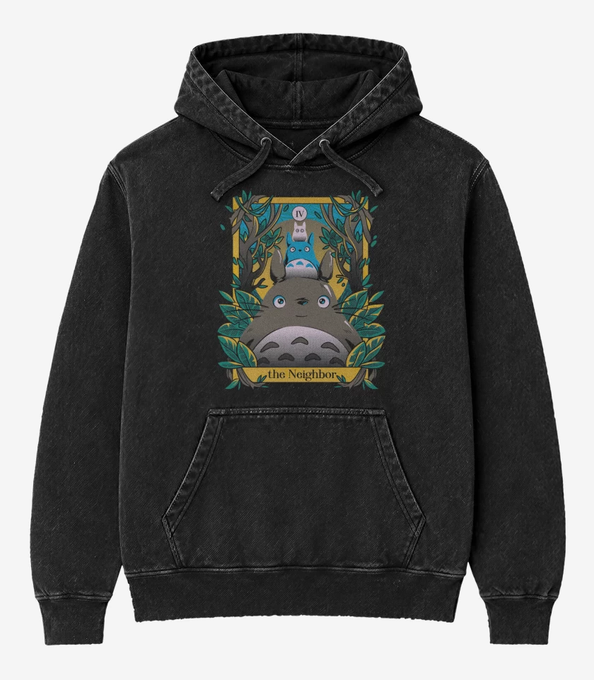 Poleron Canguro Acid Wash Negro de The Neighbor
