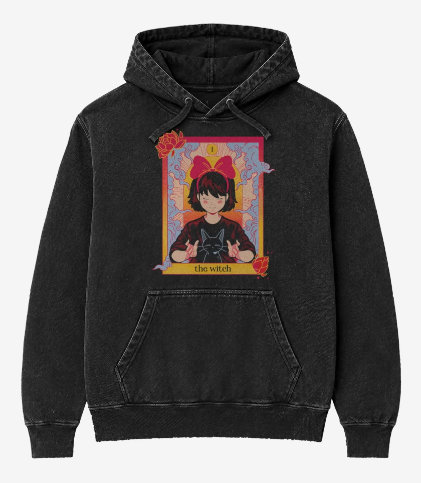Poleron Canguro Acid Wash Negro de The Witch