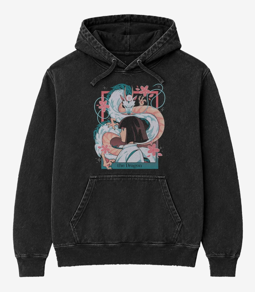 Poleron Canguro Acid Wash Negro de The Dragon