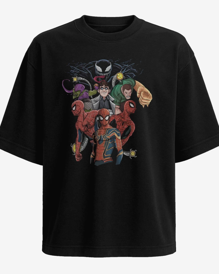 Polera Oversize Negro de Mutiverso Arácnido 