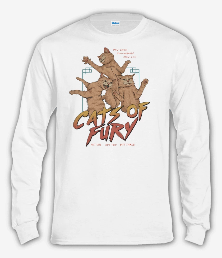 Polera manga larga Blanco de Cats of Fury