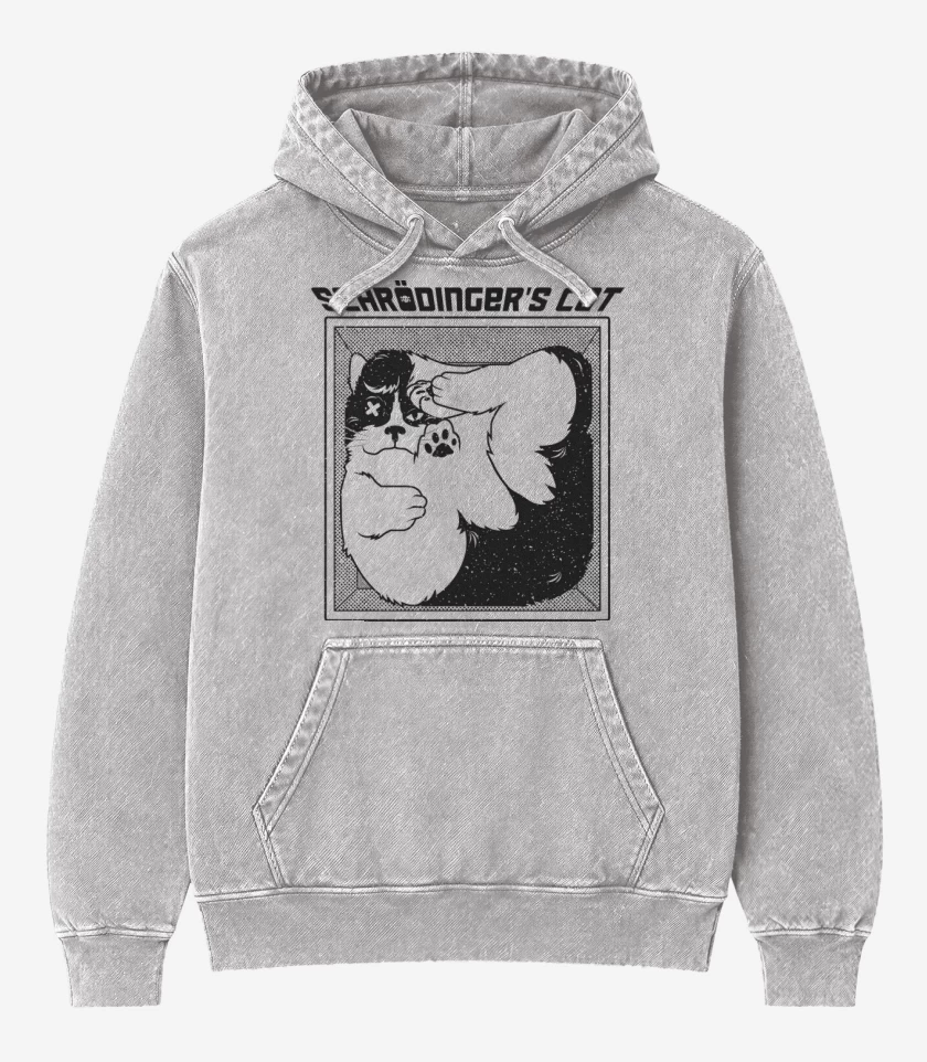 Poleron Canguro Acid Wash Gris Melange de El Gato de Schrodinger