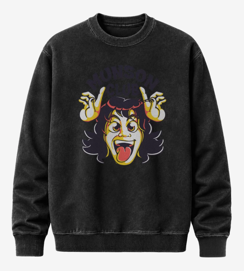 Poleron Polo Acid Wash Negro de Hell Munson Club