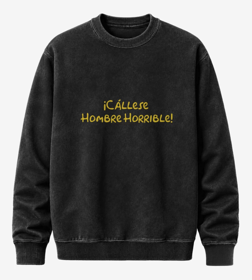 Poleron Polo Acid Wash Negro de Cállese Hombre Horrible