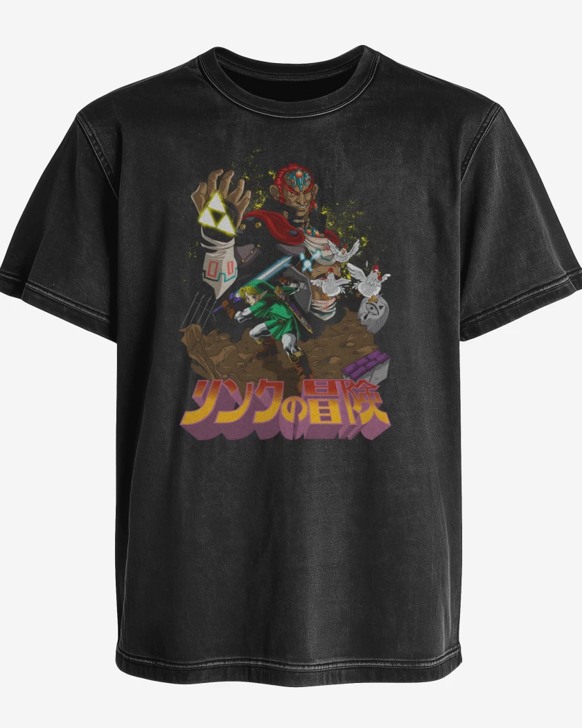 Polera desgastada Negro de Link x Ganondorf