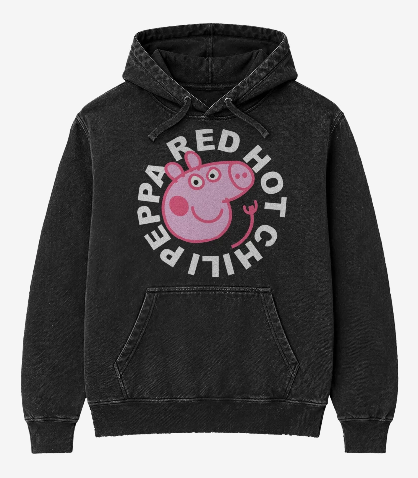 Poleron Canguro Acid Wash Negro de Red Hot Chili Peppa