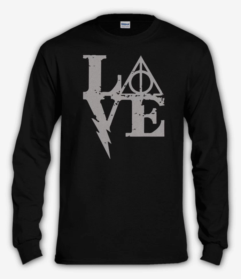 Polera manga larga Negro de Love harry