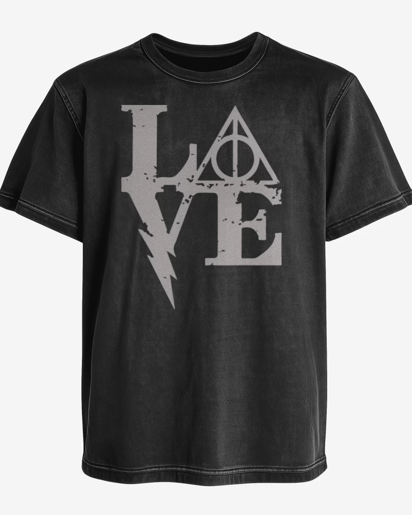 Polera desgastada Negro de Love harry