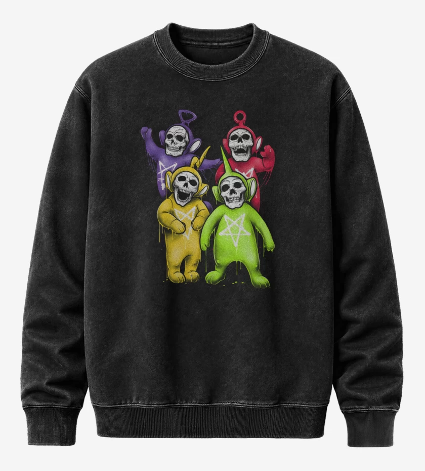 Poleron Polo Acid Wash Negro de Skeletubbies
