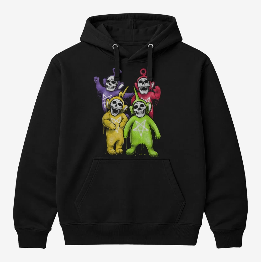 Polerón Canguro Negro de Skeletubbies