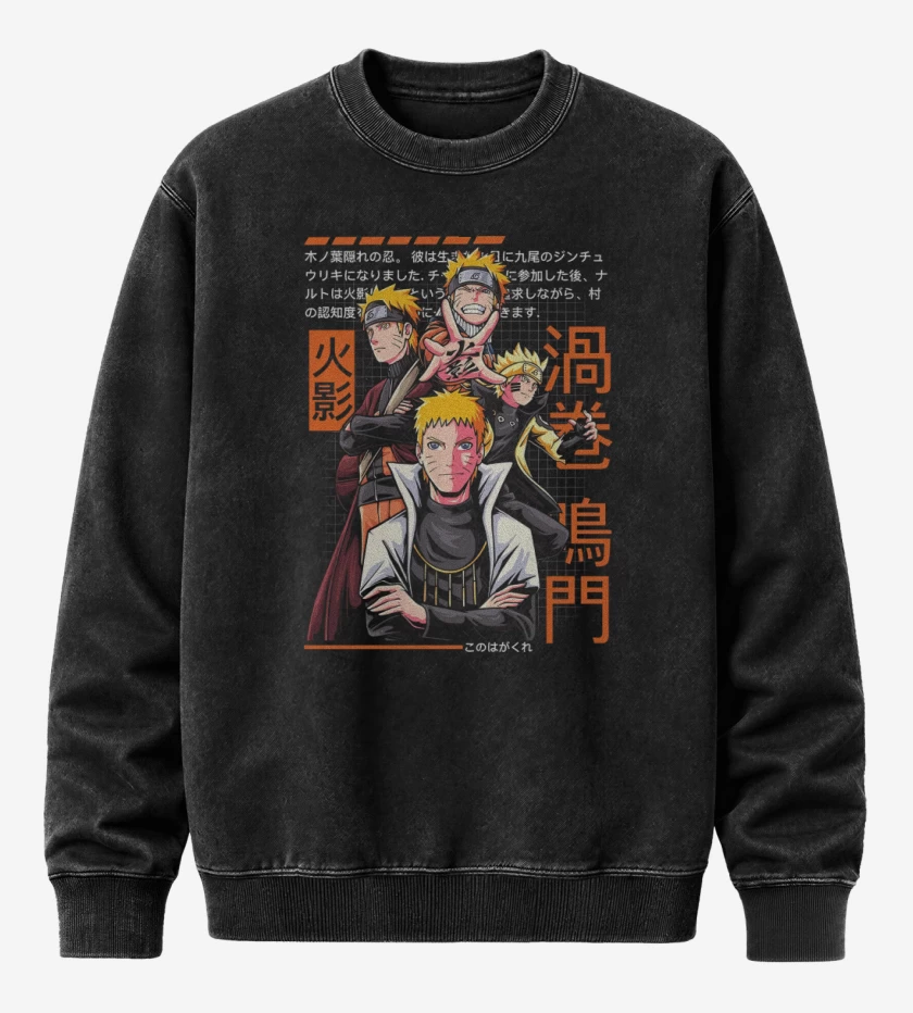 Poleron Polo Acid Wash Negro de Narutolution