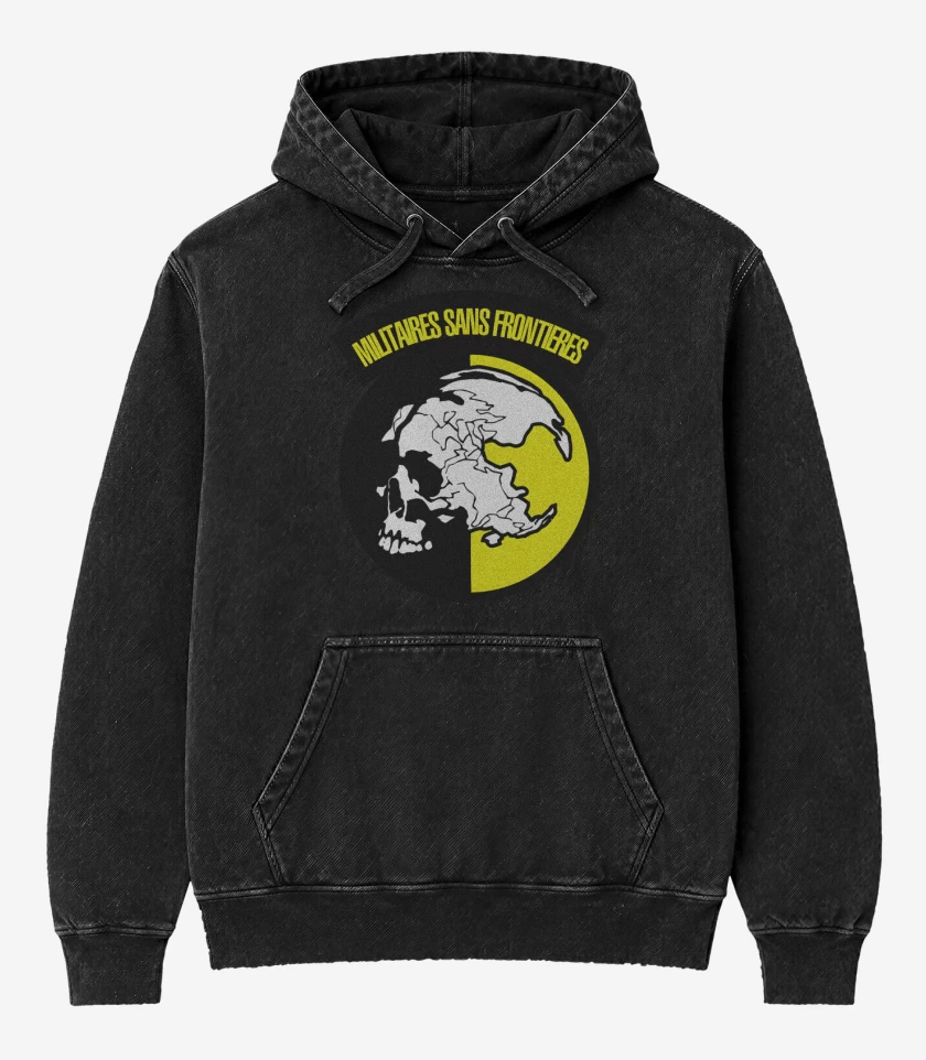 Poleron Canguro Acid Wash Negro de Militaires Sans Frontieres 