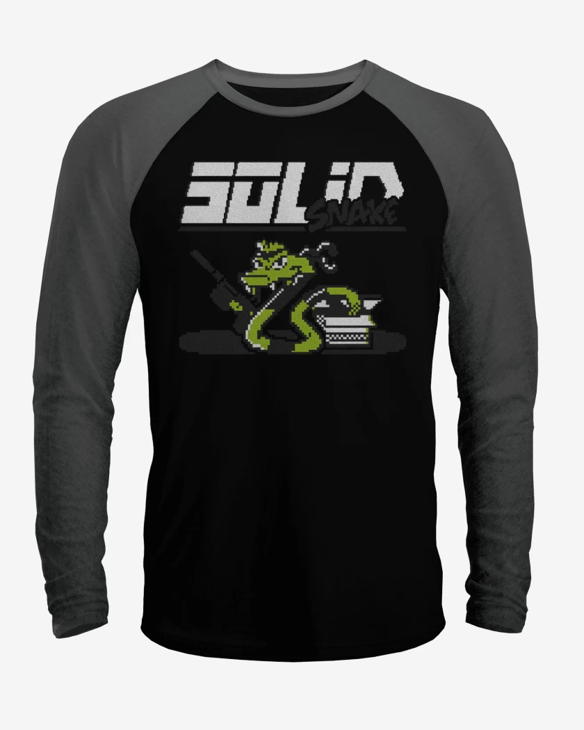 Polera Raglan Negro / Negro Heather de Solid Snake