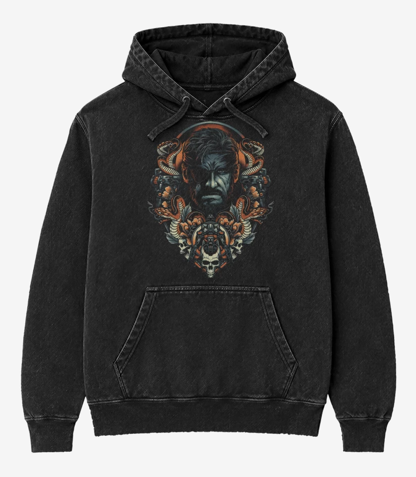 Poleron Canguro Acid Wash Negro de Naked Snake