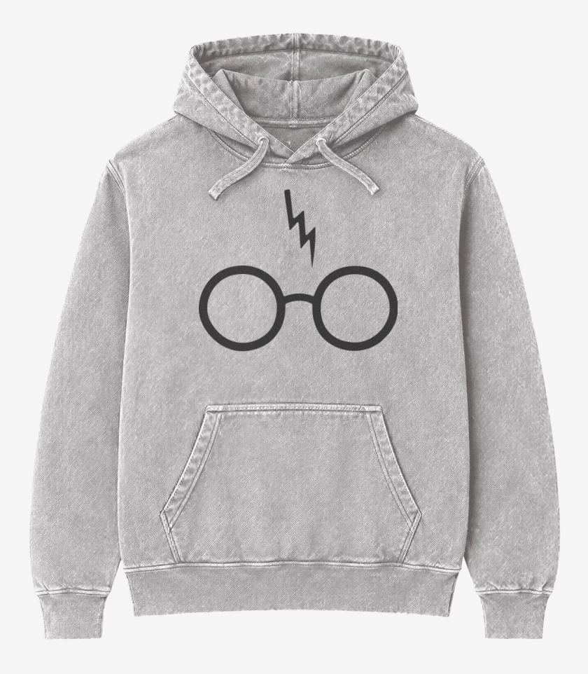 Poleron Canguro Acid Wash Gris Melange de Harry