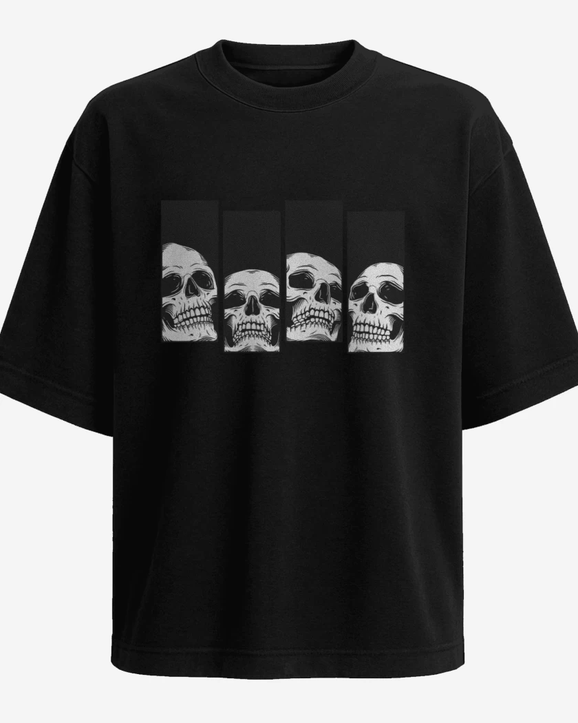 Polera Oversize Black Flag skull