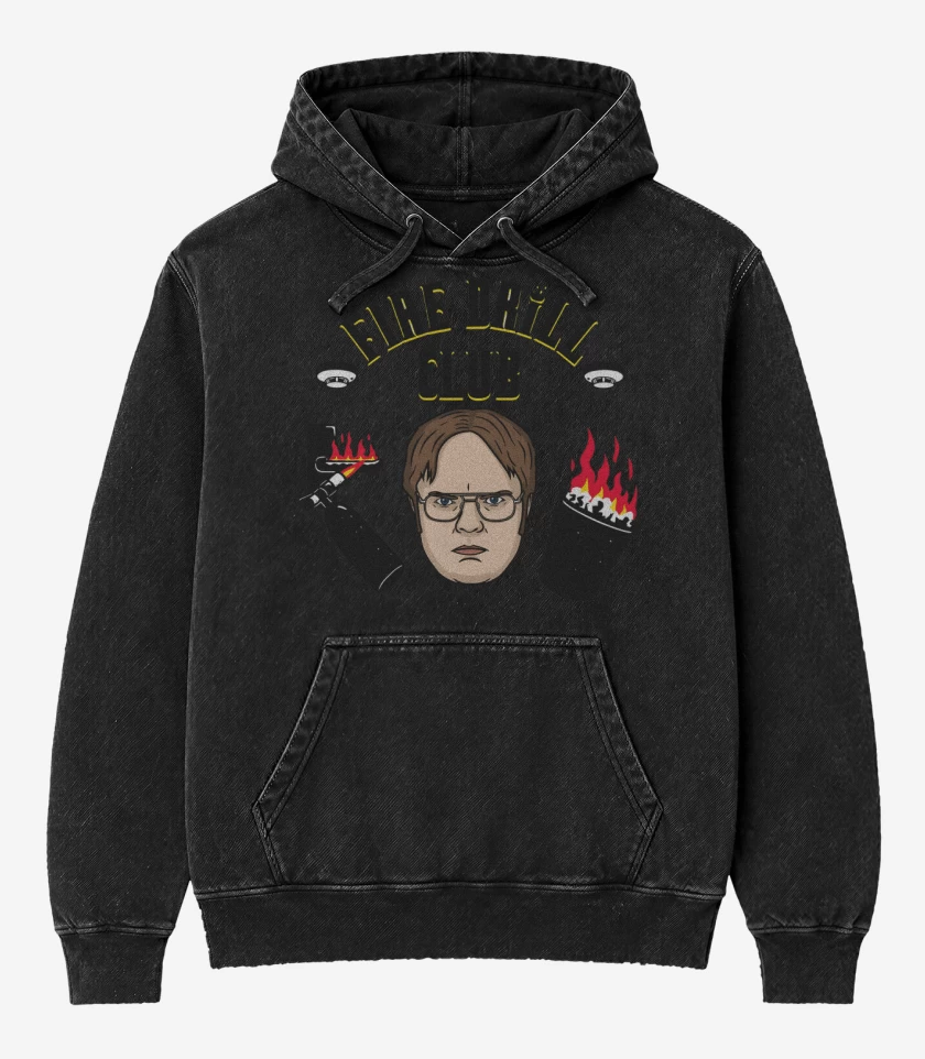 Poleron Canguro Acid Wash Negro de Fire Drill Club