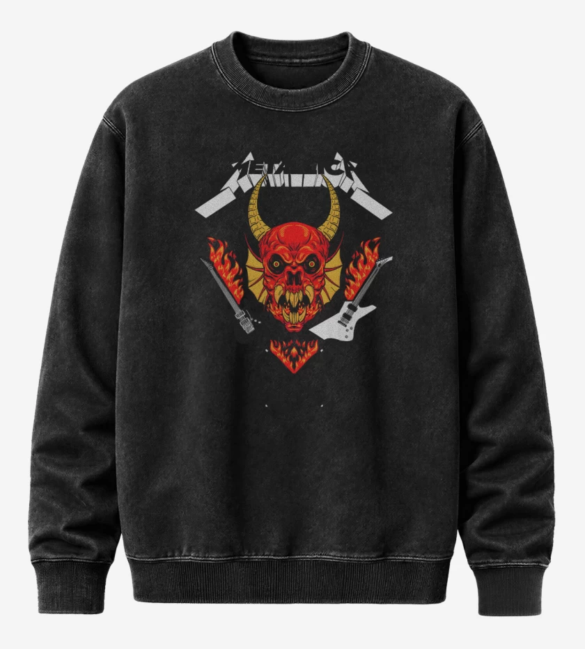 Poleron Polo Acid Wash Negro de Metallica Hellfire Club W