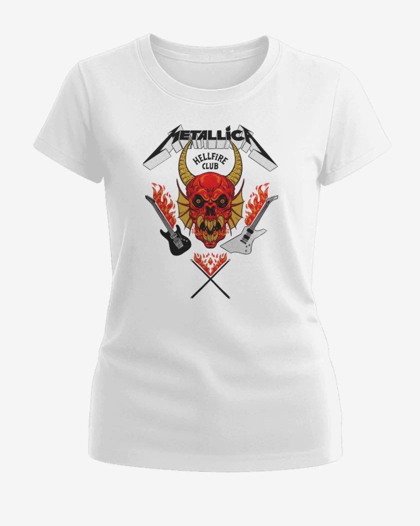 Polera de Mujer Blanco de Metallica Hellfire Club W
