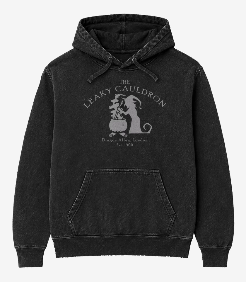 Poleron Canguro Acid Wash Negro de Caldero chorreante