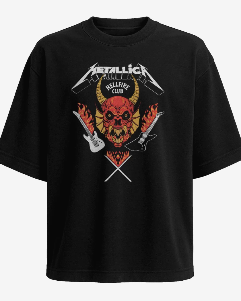 Polera Oversize Negro de Metallica Hellfire Club B
