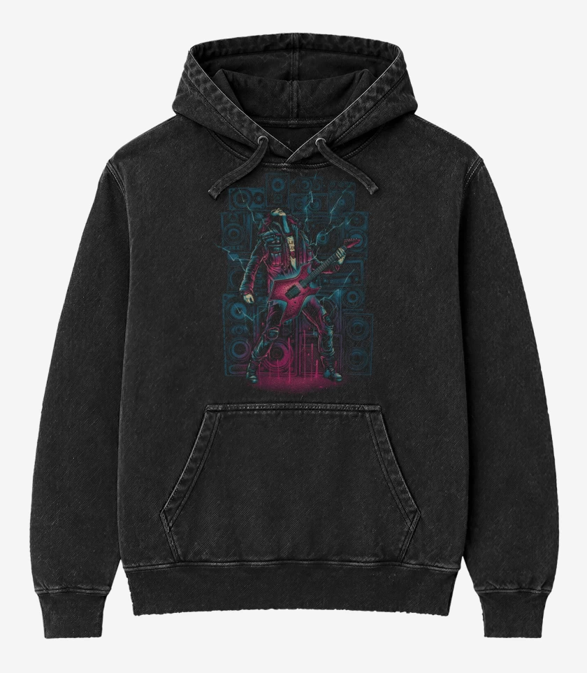 Poleron Canguro Acid Wash Negro de Eddie Master of Puppets