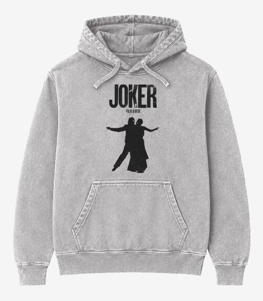 Poleron Canguro Acid Wash Gris Melange de Folie a Deux
