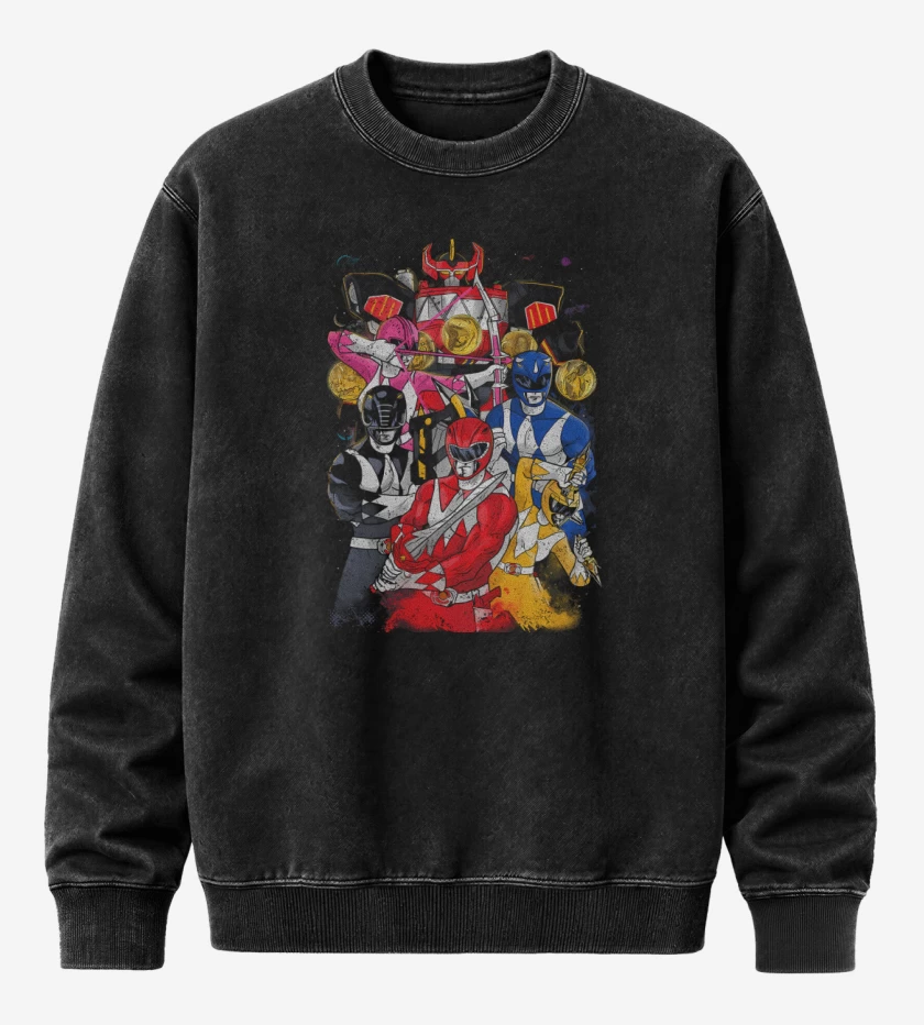 Poleron Polo Acid Wash Negro de Guerreros Dinosaurio