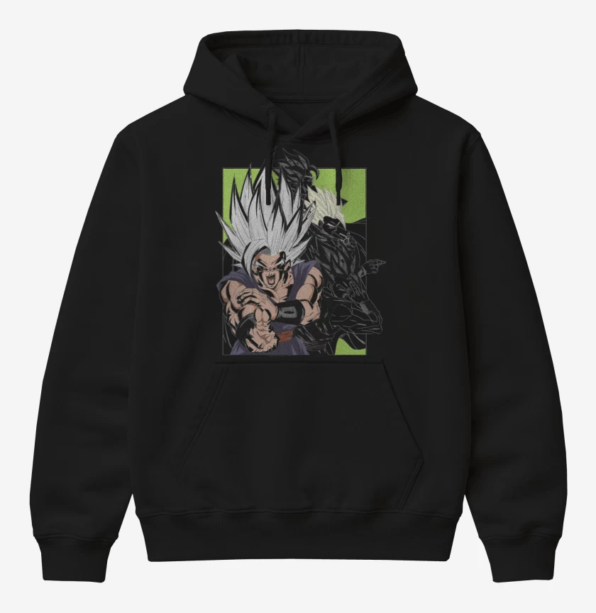 Poleron Canguro básico Negro de Gohan SSJ Beast