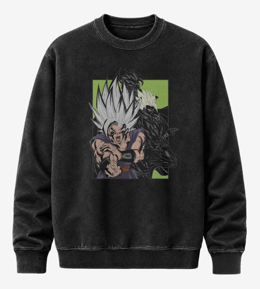 Poleron Polo Acid Wash Negro de Gohan SSJ Beast