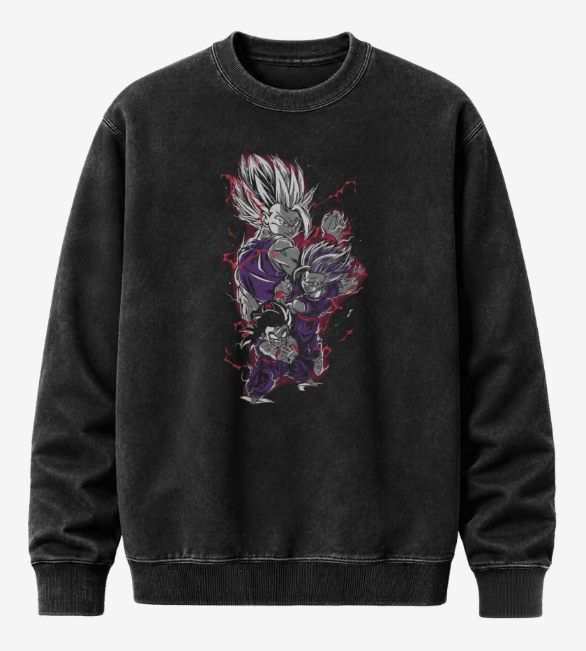 Poleron Polo Acid Wash Negro de Son Gohan Beast