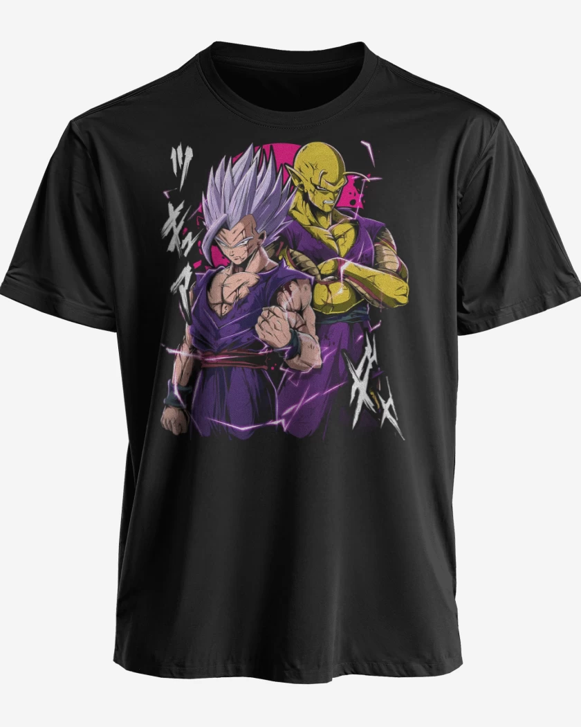 Polera premium Negro de Gohan Beast x Piccolo Dorado