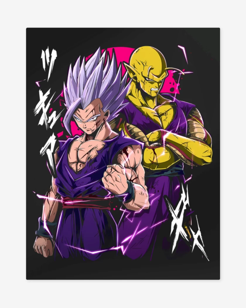 Print metalico Gohan Beast x Piccolo Dorado