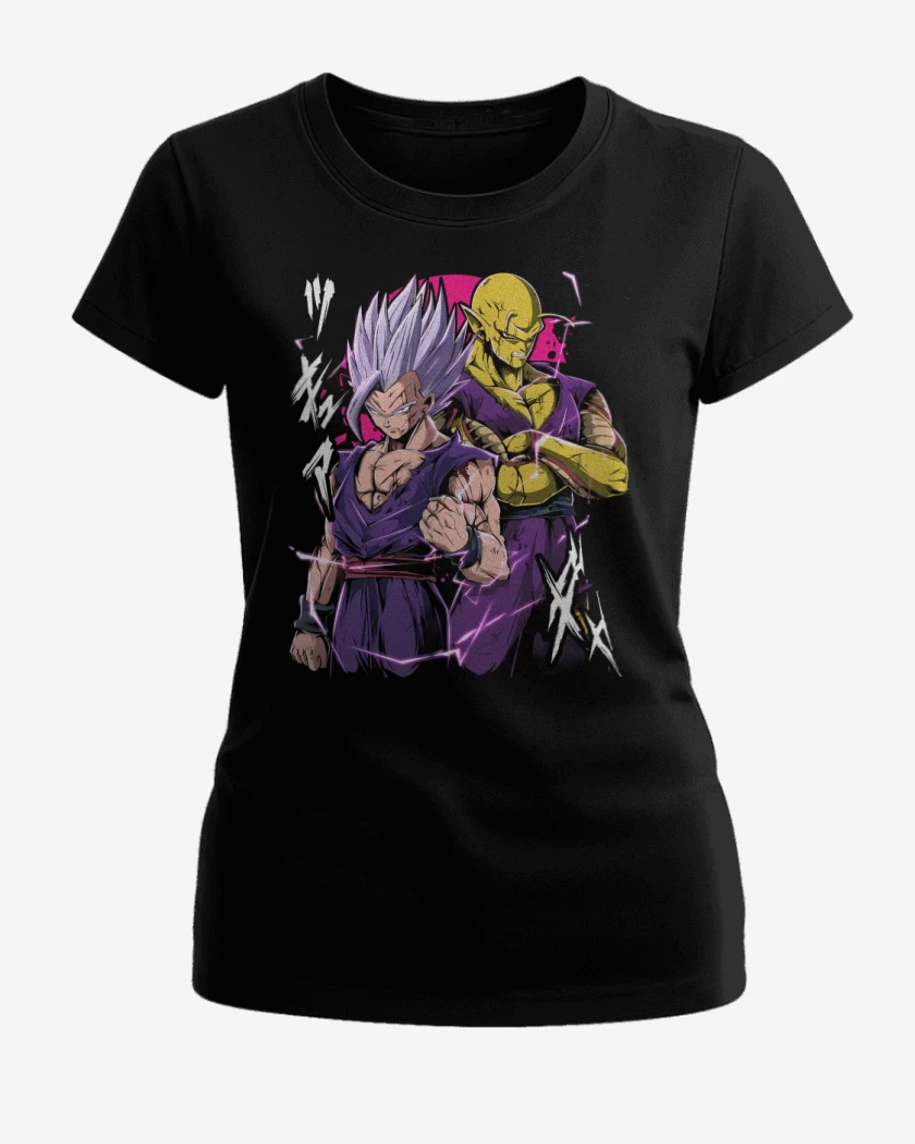 Polera de Mujer Negro de Gohan Beast x Piccolo Dorado