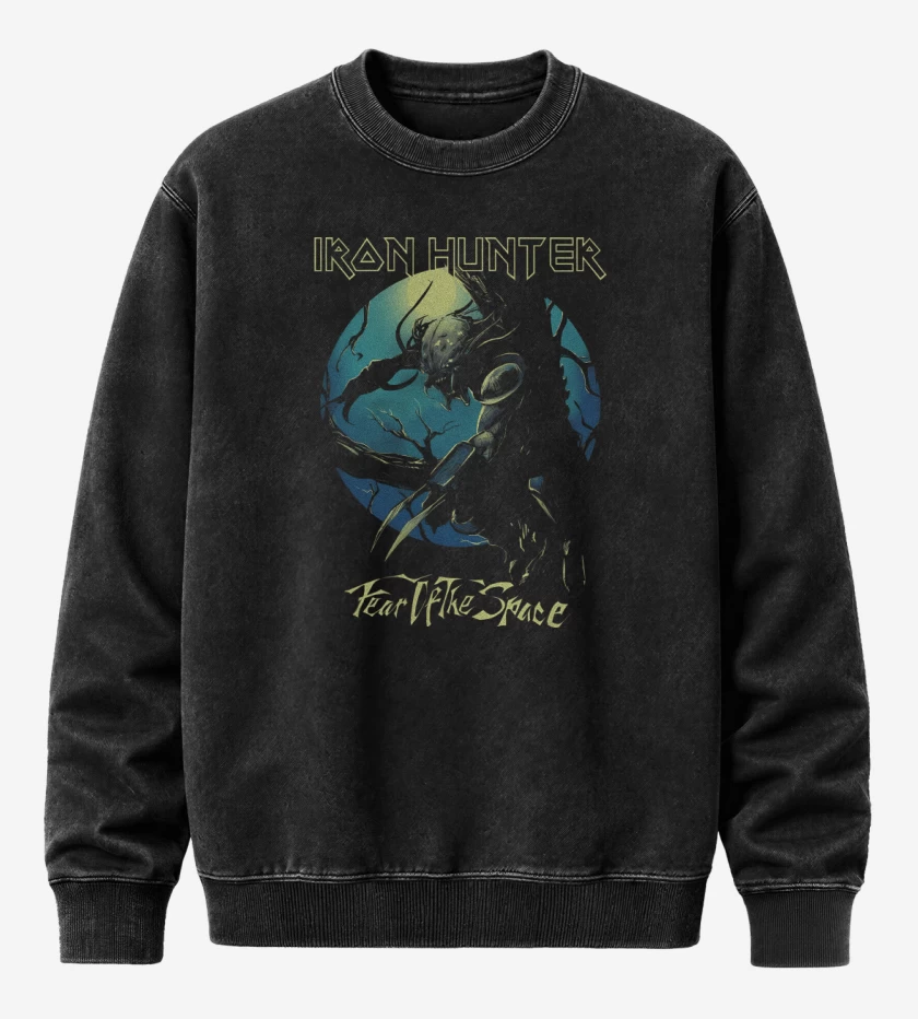 Poleron Polo Acid Wash Negro de Iron Hunter 