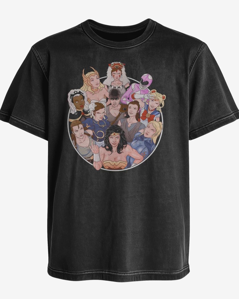 Polera desgastada Negro de Poderosas